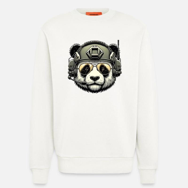 Panda Military Army Design - Sweatshirt - made by SPREAD  - OFF WHITE