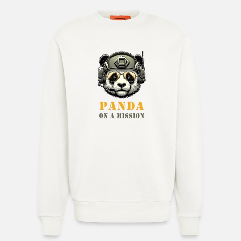 Panda in Mission / Military - Sweatshirt - made by SPREAD  - OFF WHITE