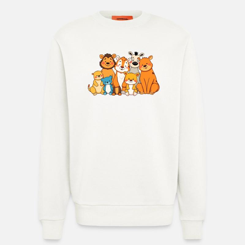 Playful Animal Family Comic Design - Sweatshirt - made by SPREAD - OFF WHITE
