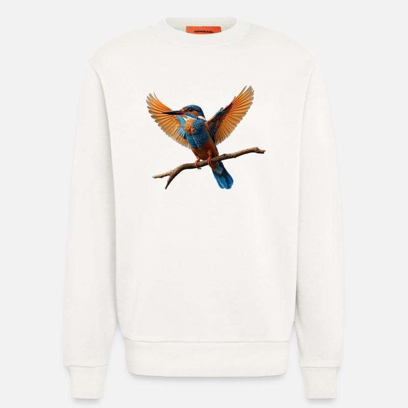 Lebhafter Eisvogel im Flug - Sweatshirt - made by SPREAD - OFF WHITE