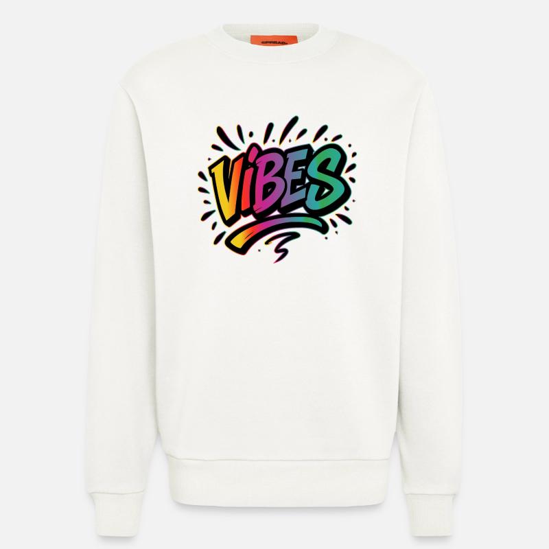 VIBES Graffiti Schriftzug – Farbstarkes Statement - Sweatshirt - made by SPREAD  - OFF WHITE