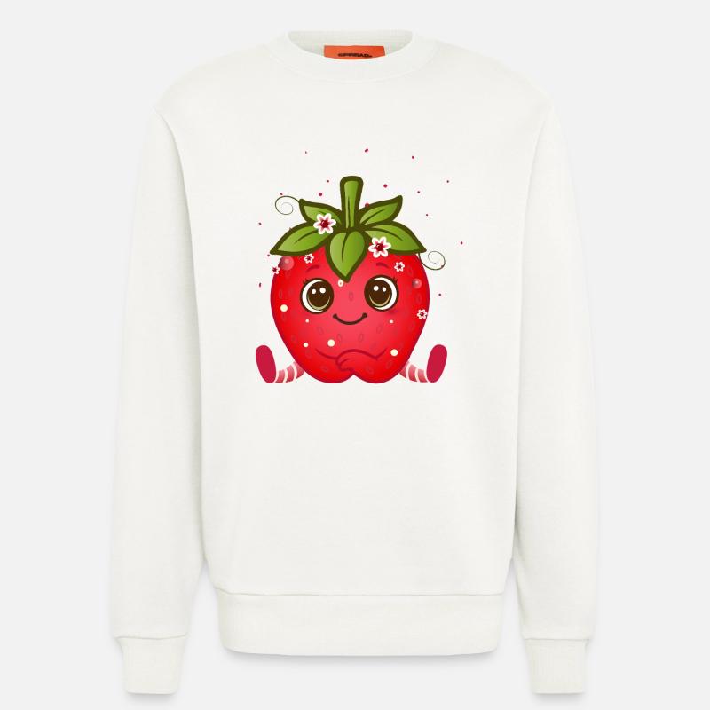 Süße Erdbeerfigur mit Kulleraugen - Sweatshirt - made by SPREAD - OFF WHITE