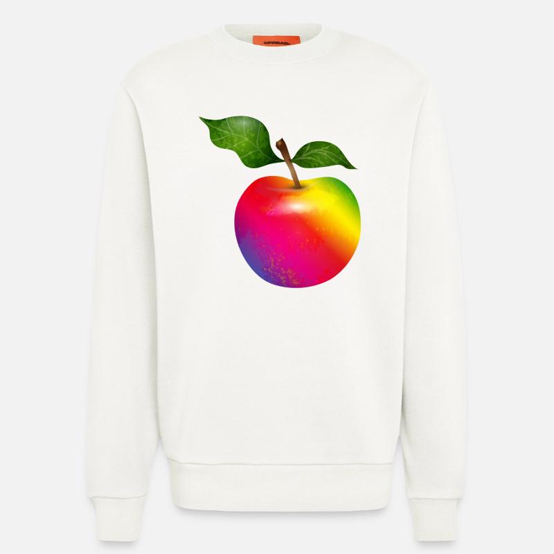 Bunter Regenbogen-Apfel mit Blättern Illustration - Sweatshirt - made by SPREAD  - OFF WHITE