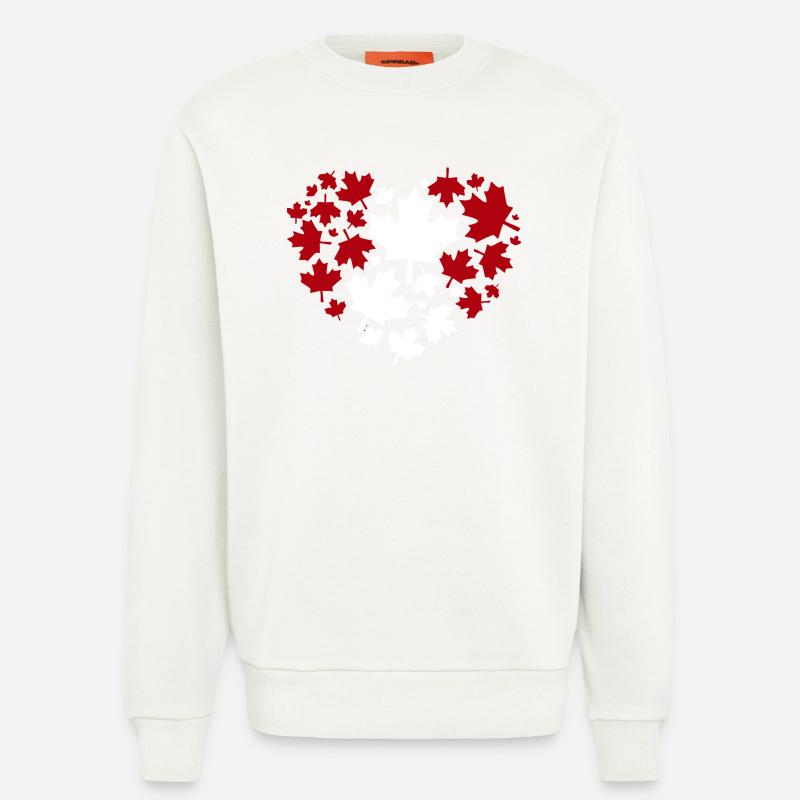 Maple Leaf Heart Pattern - Sweatshirt - made by SPREAD  - OFF WHITE
