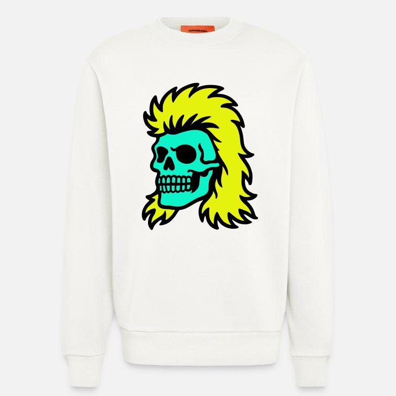 Vokuhila Skull - Sweatshirt - made by SPREAD  - OFF WHITE