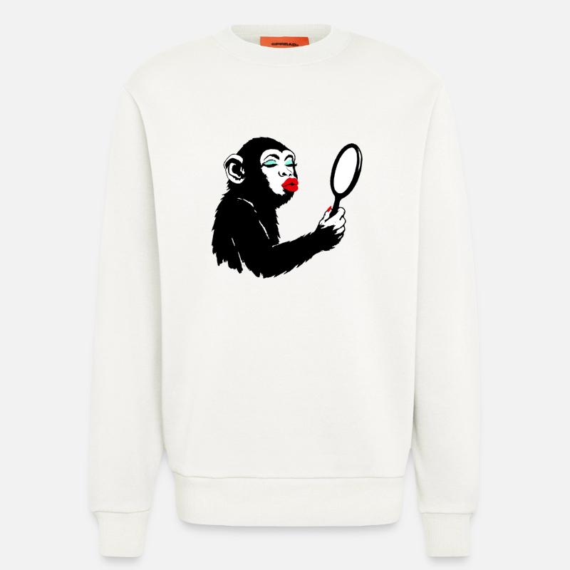 Eitle Affendame mit Spiegel - Sweatshirt - made by SPREAD  - OFF WHITE