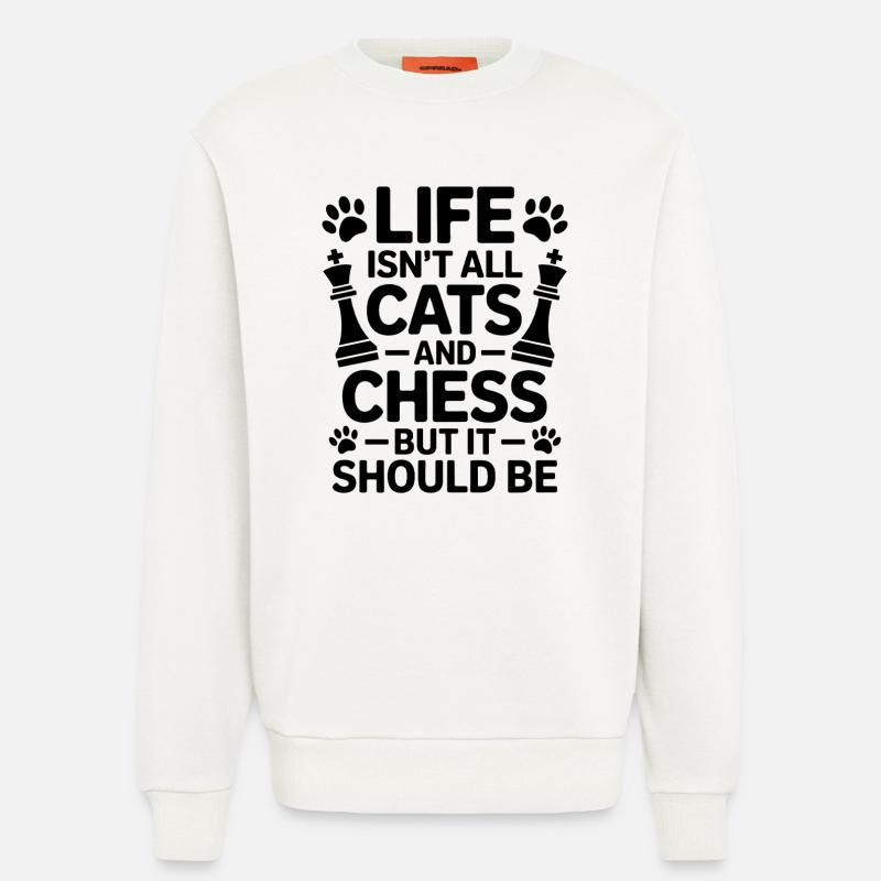 Schach Spruch Katze Schach Geschenk - Sweatshirt - made by SPREAD  - OFF WHITE