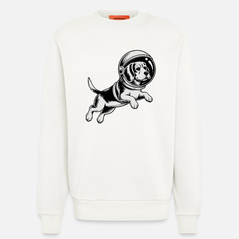 Beagle dans l'espace - Logo d'Astonomy - Sweat bio décontracté fabriqué en UE - OFF WHITE