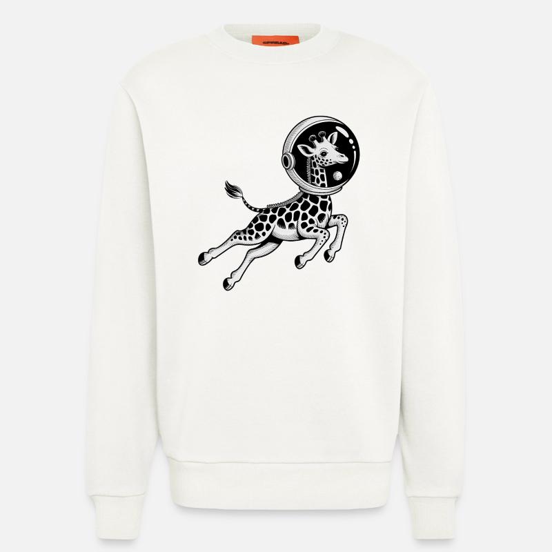 Giraffe in Space - Cool Astonomy Logo - Sweatshirt - made by SPREAD  - OFF WHITE