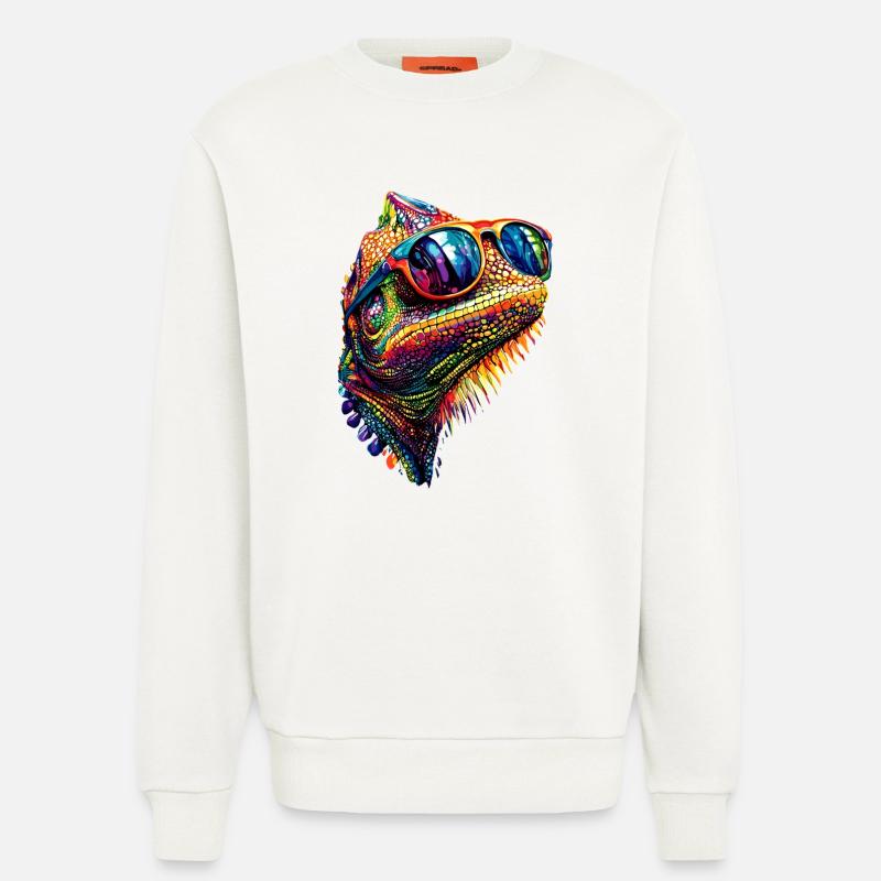 Chameleon Lizard Reptile Chameleon Iguana Lizard - Sweatshirt - made by SPREAD - OFF WHITE