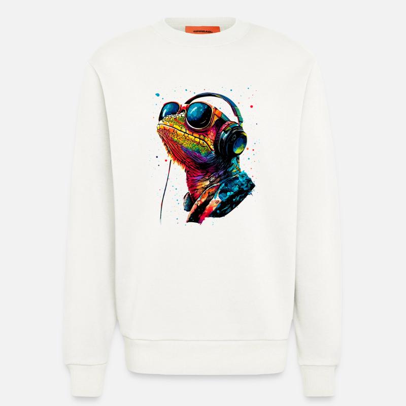 Chameleon Lizard Reptile Chameleon Iguana Lizard - Sweatshirt - made by SPREAD  - OFF WHITE
