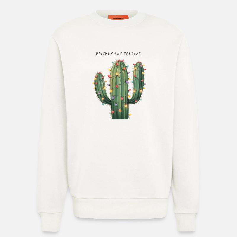Großer Weihnachtskaktus – Prickly but Festive - Sweatshirt - made by SPREAD  - OFF WHITE