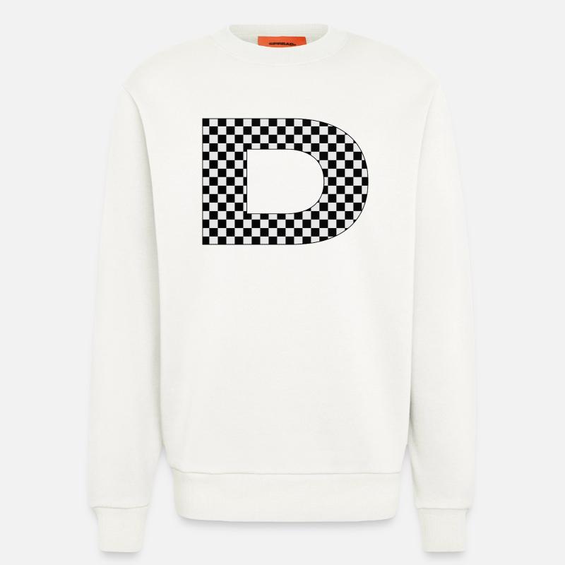 Checkered Muster mit Buchstaben D - Sweatshirt - made by SPREAD  - OFF WHITE
