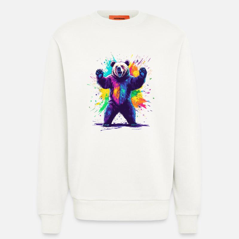 Bär mit bunter Farbexplosion - Sweatshirt - made by SPREAD  - OFF WHITE