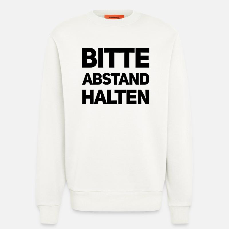 Bitte Abstand halten Morgenmuffel Langschläfer - Sweatshirt - made by SPREAD  - OFF WHITE