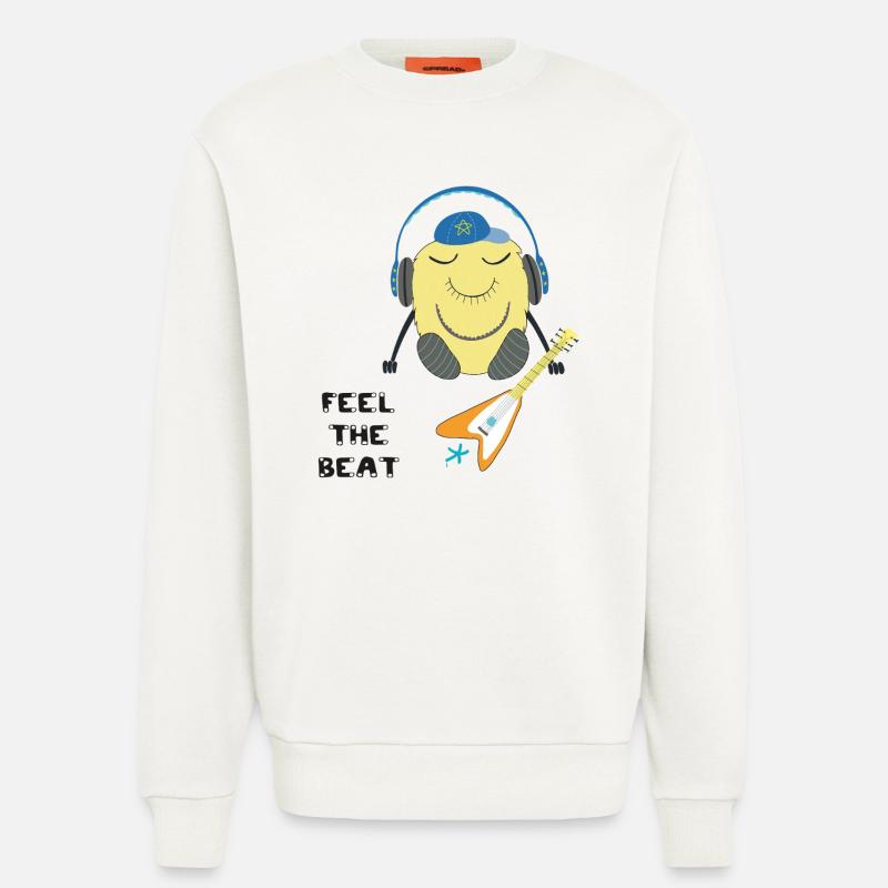 Comic Figur mit Kopfhörern und Gitarre - Sweatshirt - made by SPREAD  - OFF WHITE
