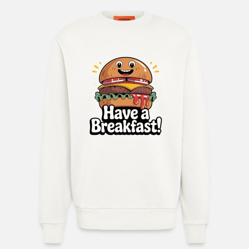 Whimsical Hamburger with Smile and Text - Sweatshirt - made by SPREAD  - OFF WHITE