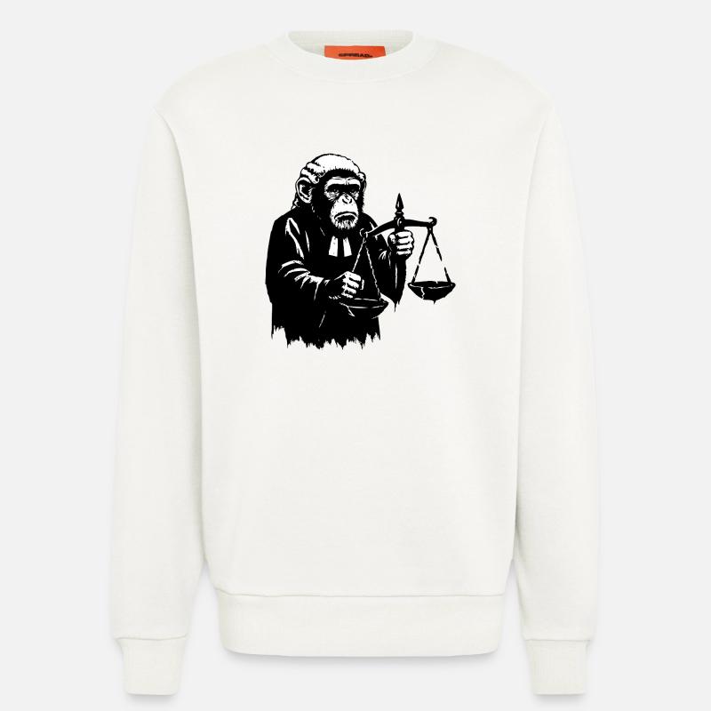 Monkey judge pulls scales down - Sweatshirt - made by SPREAD  - OFF WHITE
