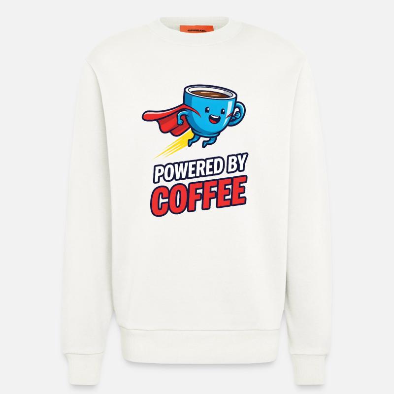 Kaffee Superheld mit Cape - Sweatshirt - made by SPREAD  - OFF WHITE