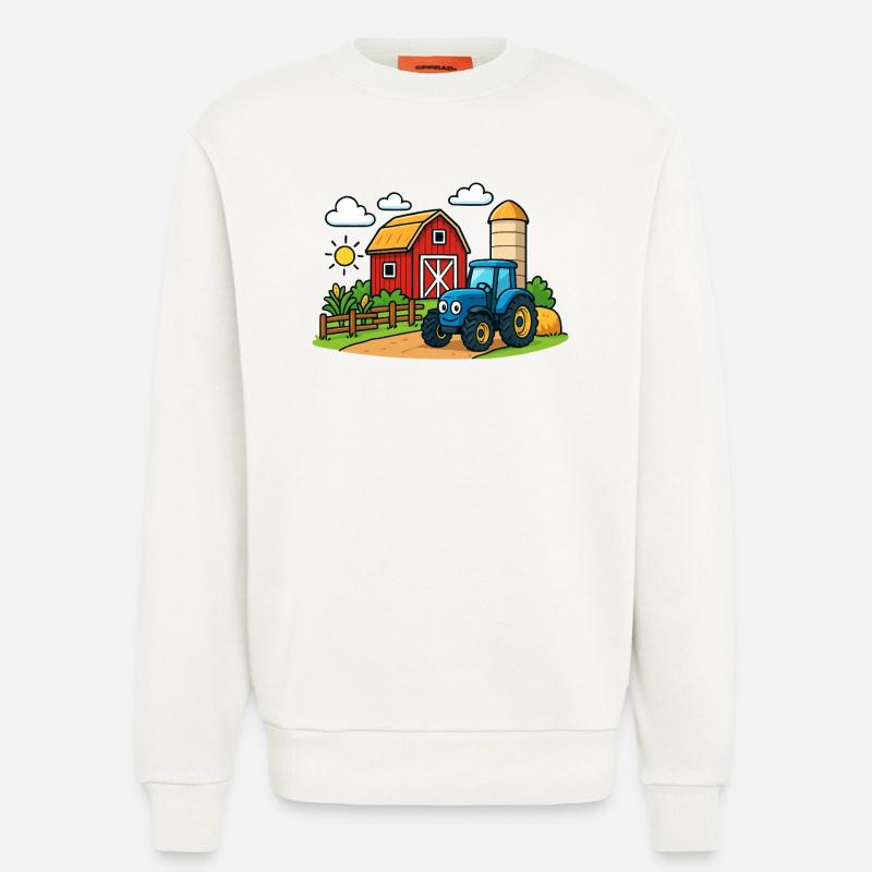 Lustiger Bauernhof mit Traktor - Sweatshirt - made by SPREAD  - OFF WHITE