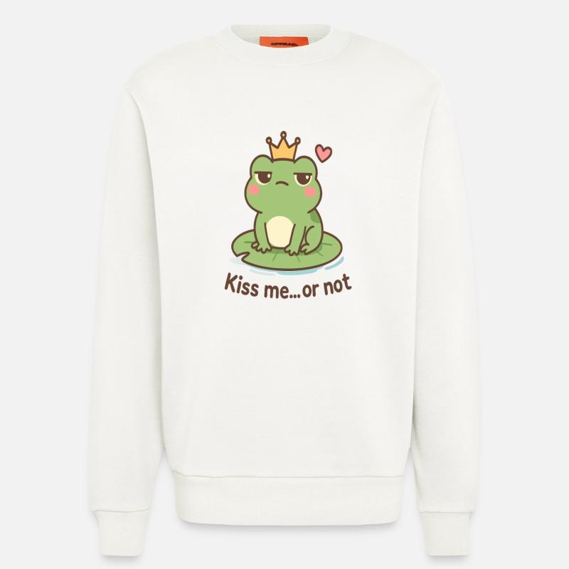 Kussfrosch König – Küss mich oder nicht - Sweatshirt - made by SPREAD  - OFF WHITE