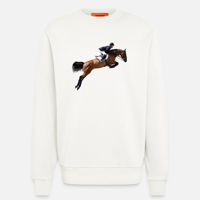 Springendes Pferd im Sprung - Sweatshirt - made by SPREAD  - OFF WHITE