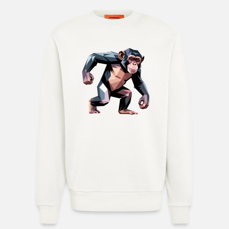 Monkey - Cooles Low-Poly-Logo - Sweatshirt - made by SPREAD  - OFF WHITE