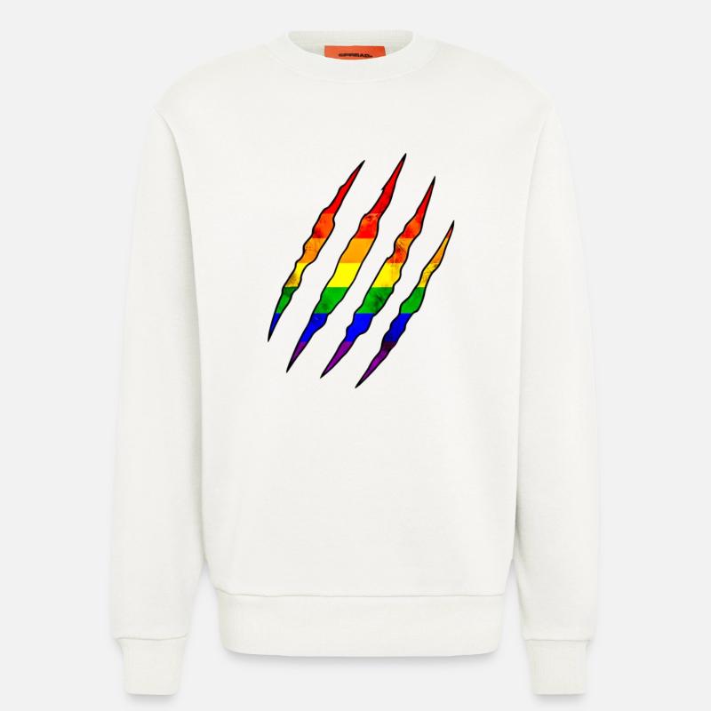 Pride Kralle Regenbogen Statement Kratzspur  - Sweatshirt - made by SPREAD  - OFF WHITE