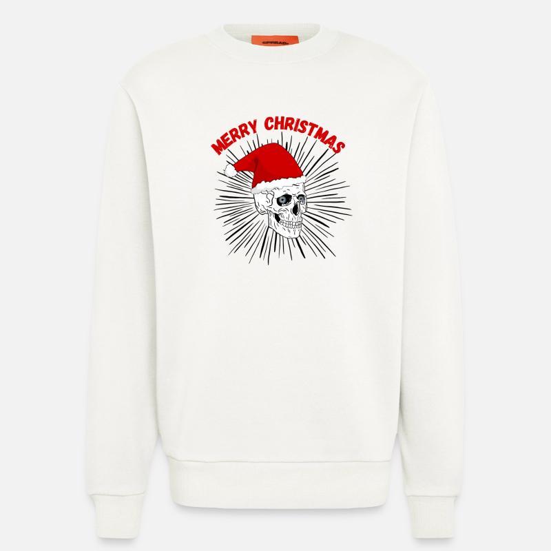 Weihnachtsschädel mit rotem Gothic Hut - Sweatshirt - made by SPREAD  - OFF WHITE