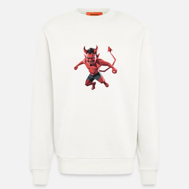 Devil - Cool Low Poly Logo - Sweat bio décontracté fabriqué en UE - OFF WHITE