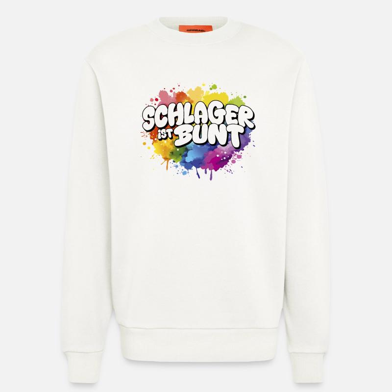 Schlager ist bunt  Regenbogen LSBTIQ - Sweatshirt - made by SPREAD  - OFF WHITE
