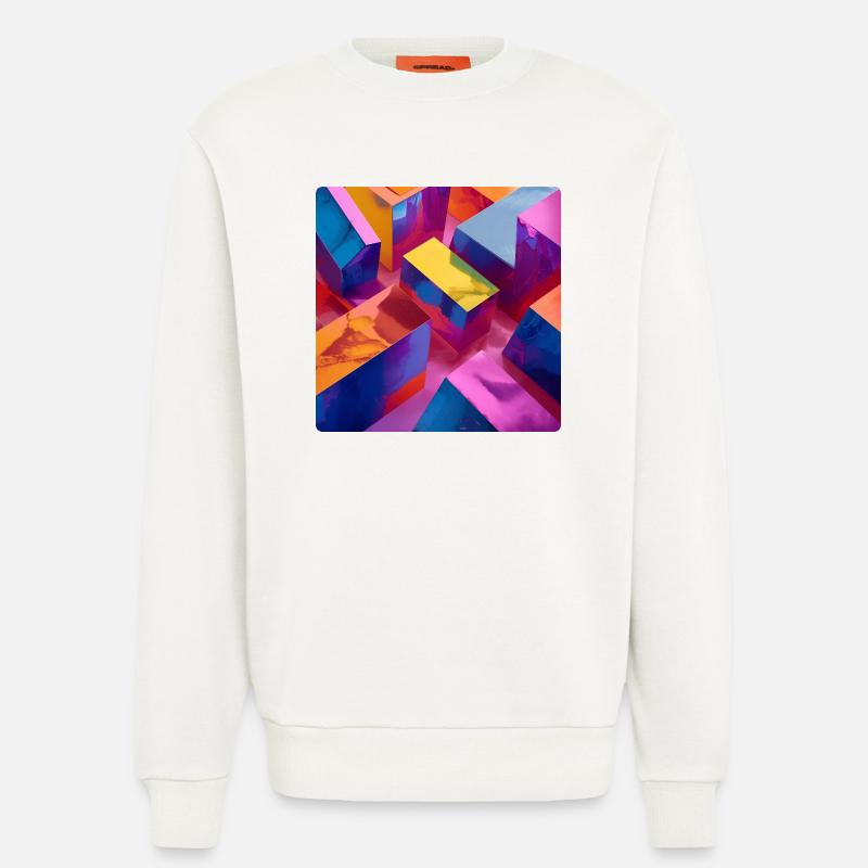 Neon 3D Blöcke bunt mit glänzendem Effekt - Sweatshirt - made by SPREAD  - OFF WHITE