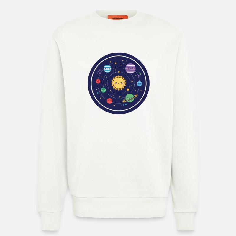 Conception joyeuse du système solaire - Sweat bio décontracté fabriqué en UE - OFF WHITE