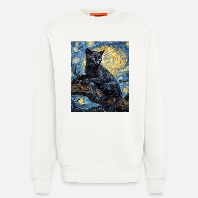 Panther Van Gogh Style Starry Night - Sweatshirt - made by SPREAD - OFF WHITE