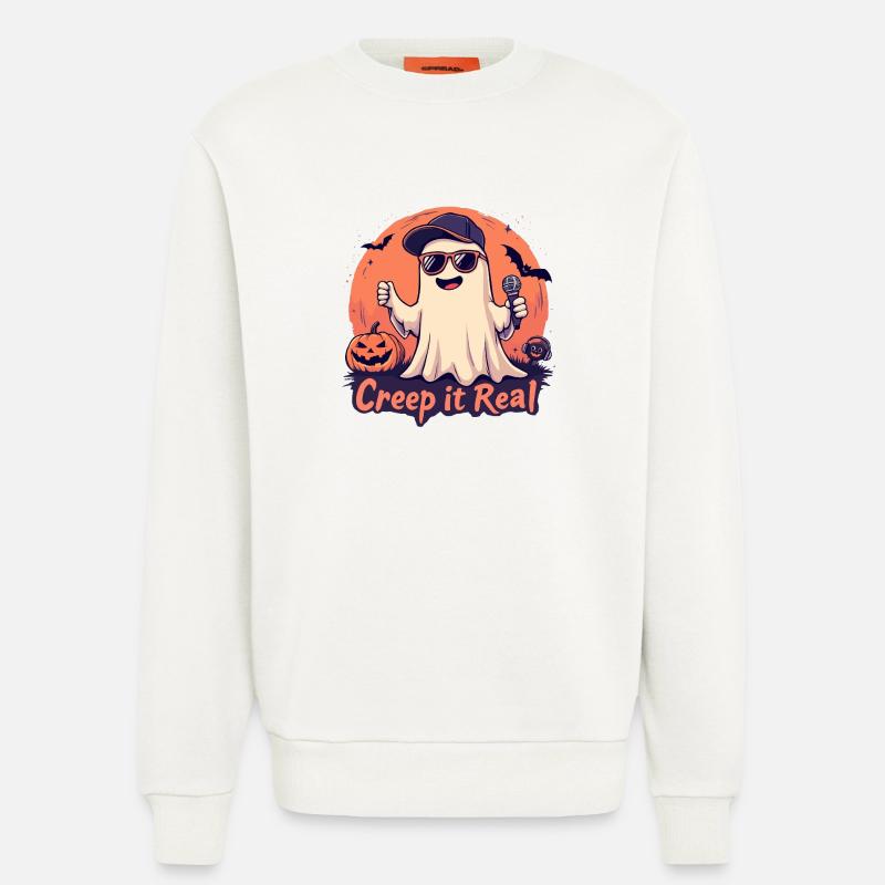 Creep It Real Ghost mit Mikrofon - Sweatshirt - made by SPREAD  - OFF WHITE