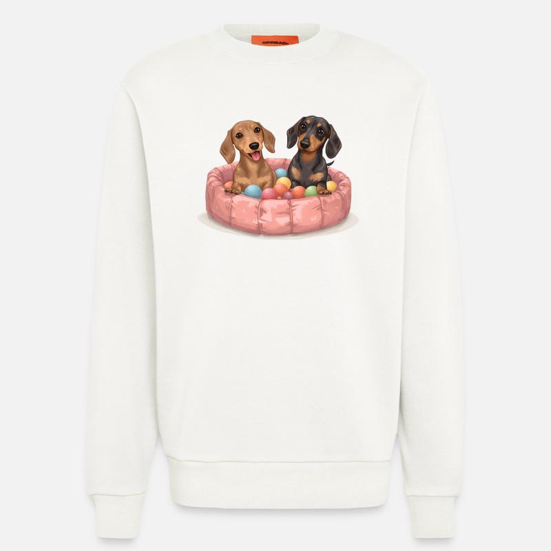 Cute Dachshunds - Dackel im Bällebad - Sweatshirt - made by SPREAD - OFF WHITE