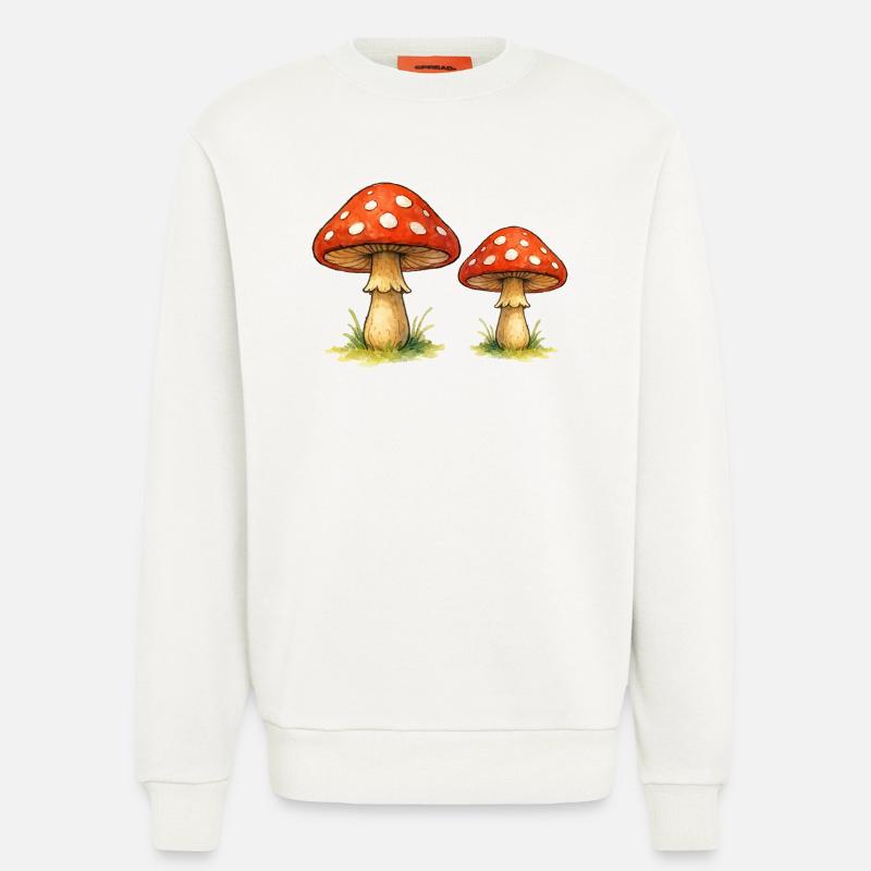 Red toadstools in the grass - Sweatshirt - made by SPREAD  - OFF WHITE