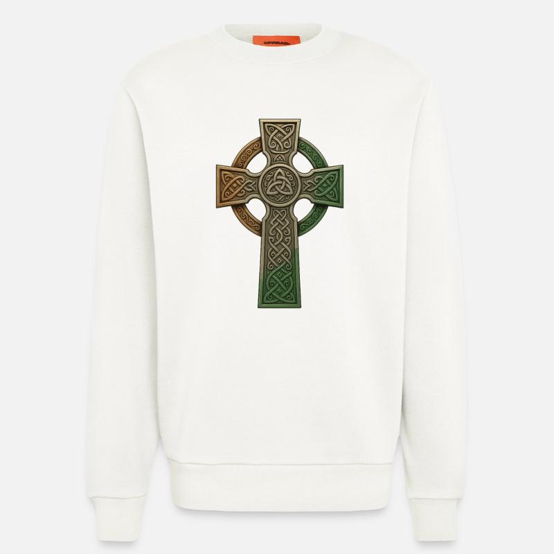 Irish Celtic Cross Knot Pattern - Sweatshirt - made by SPREAD  - OFF WHITE