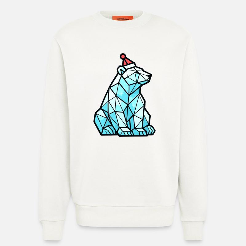 Polygon Eisbär mit Weihnachtsmütze - Sweatshirt - made by SPREAD  - OFF WHITE