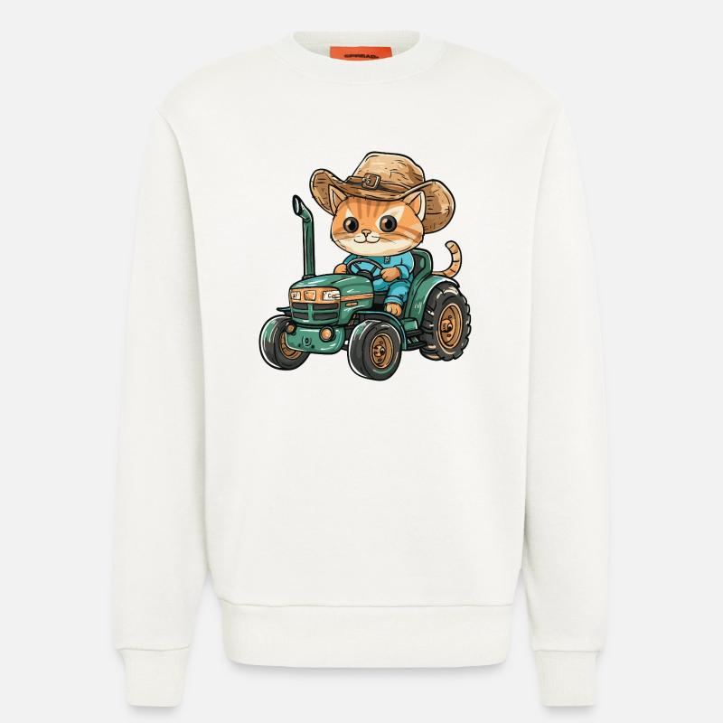 Katze Traktor Farmer - Sweatshirt - made by SPREAD - OFF WHITE