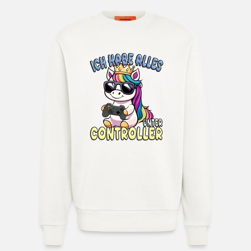 Einhorn Krone controller gaming - Sweatshirt - made by SPREAD  - OFF WHITE