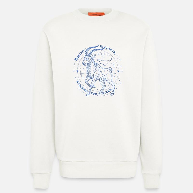 Steinbock Sternzeichen Geschenk – Erde & Sterne Design - Sweatshirt - made by SPREAD  - OFF WHITE