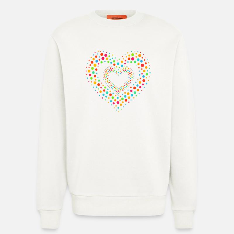 Rainbow Dot Heart Pattern Tee - Sweatshirt - made by SPREAD  - OFF WHITE