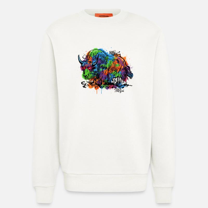 Regenbogenyak Graffiti Muster - Sweatshirt - made by SPREAD  - OFF WHITE