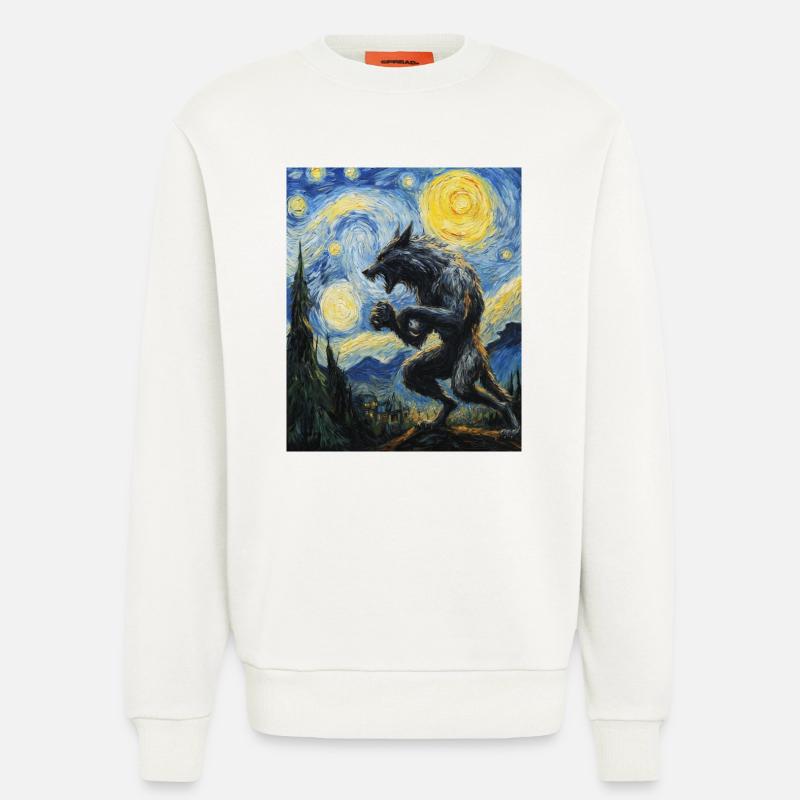Werwolf Wolf Van Gogh Style - Sweatshirt - made by SPREAD  - OFF WHITE