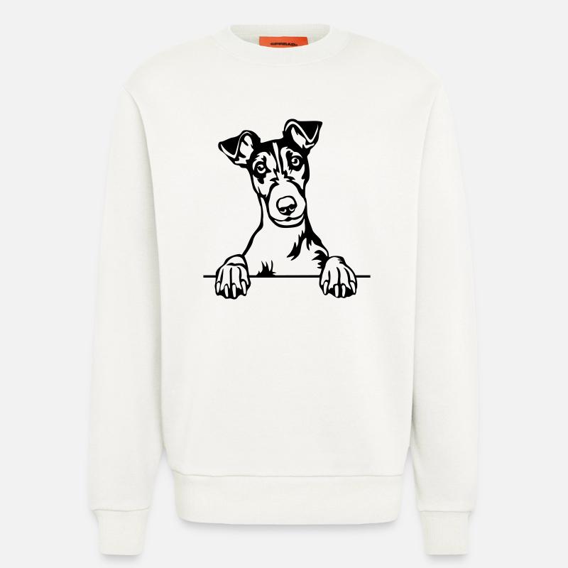Tête de Fox Terrier - Sweat bio décontracté fabriqué en UE - OFF WHITE