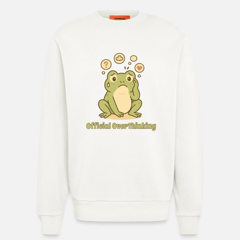 Grenouille réfléchie – Conception trop réfléchie - Sweat bio décontracté fabriqué en UE - OFF WHITE