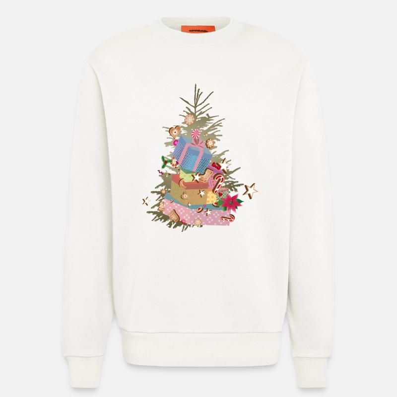 Weihnachtsbaum mit Geschenken und Lebkuchen - Sweatshirt - made by SPREAD  - OFF WHITE