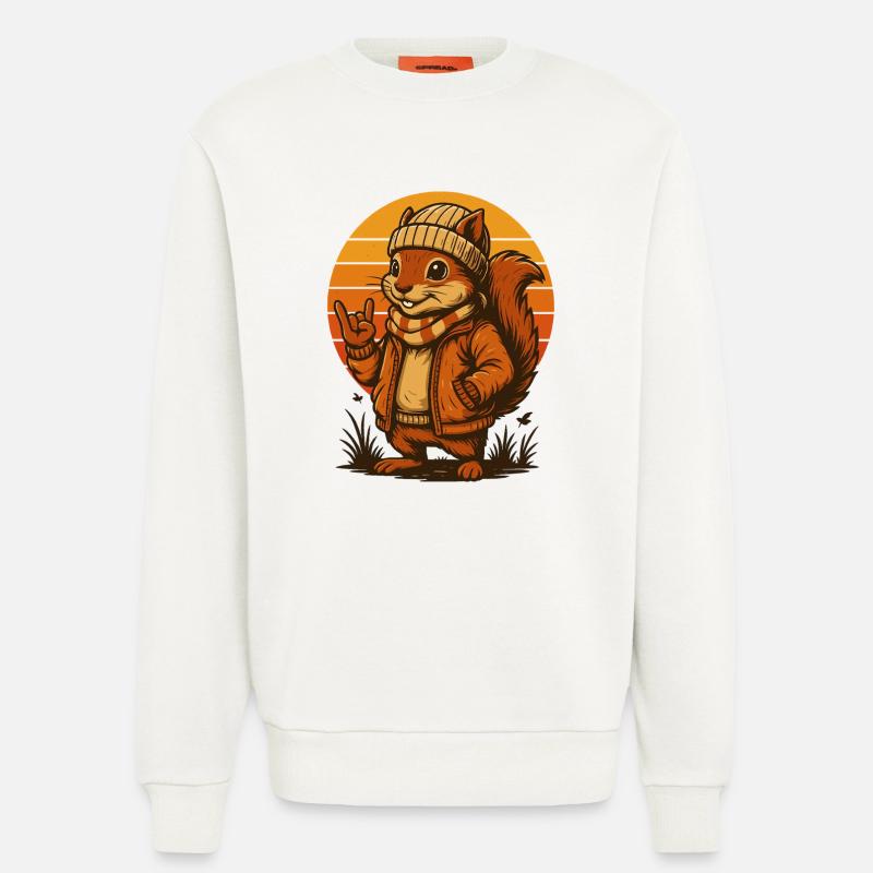 Cooles Eichhörnchen im Retro-Look - Sweatshirt - made by SPREAD  - OFF WHITE