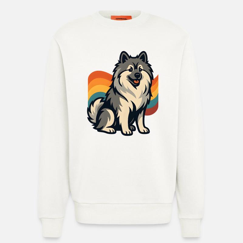 Deutscher Spitz Hund im Regenbogen Hintergrund - Sweatshirt - made by SPREAD  - OFF WHITE